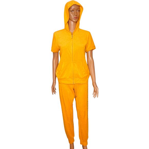 Juicy Couture Pants - Vintage Y2K Juicy Couture sequin french terry hoodie track pant set L yellow